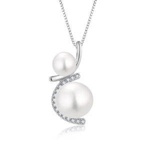 Double Pearl Pavé Curve Pendant