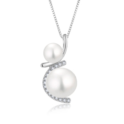 Double Pearl Pavé Curve Pendant