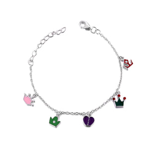 Enamel Crown Charm Bracelet