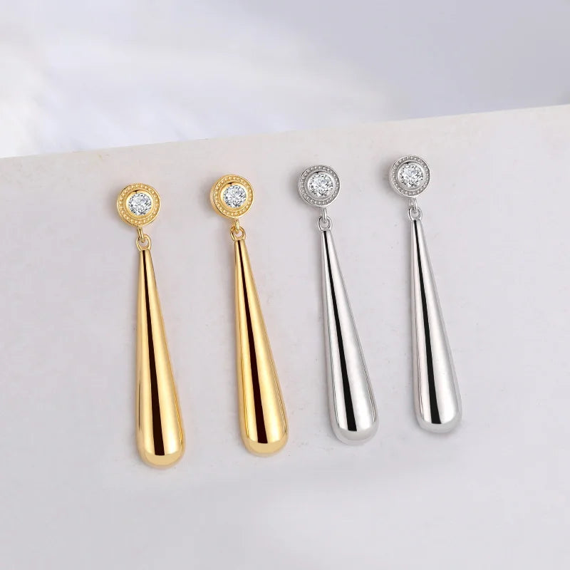 Teardrop Bezel Dangle Earrings