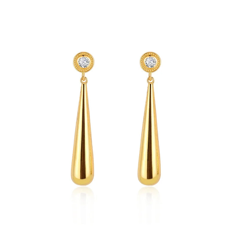 Teardrop Bezel Dangle Earrings with CZ, 925 silver — Aurilyn