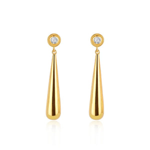 Teardrop Bezel Dangle Earrings with CZ, 925 silver — Aurilyn