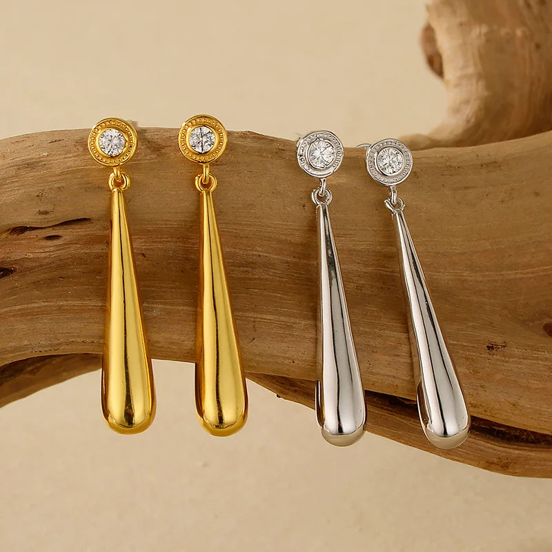 Teardrop Bezel Dangle Earrings