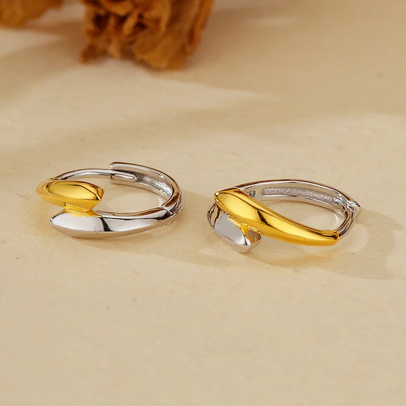 Two-Tone Overlapping Hoop Earrings