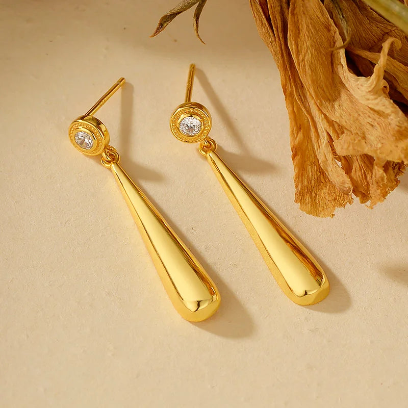 Teardrop Bezel Dangle Earrings