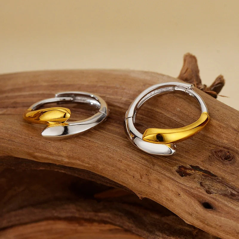 Two-Tone Overlapping Hoop Earrings