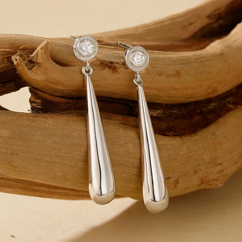 Teardrop Bezel Dangle Earrings