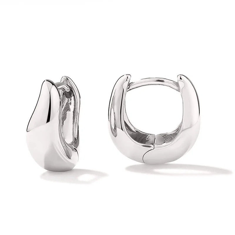 Trendy Wave Dome Huggies Hoop Earrings