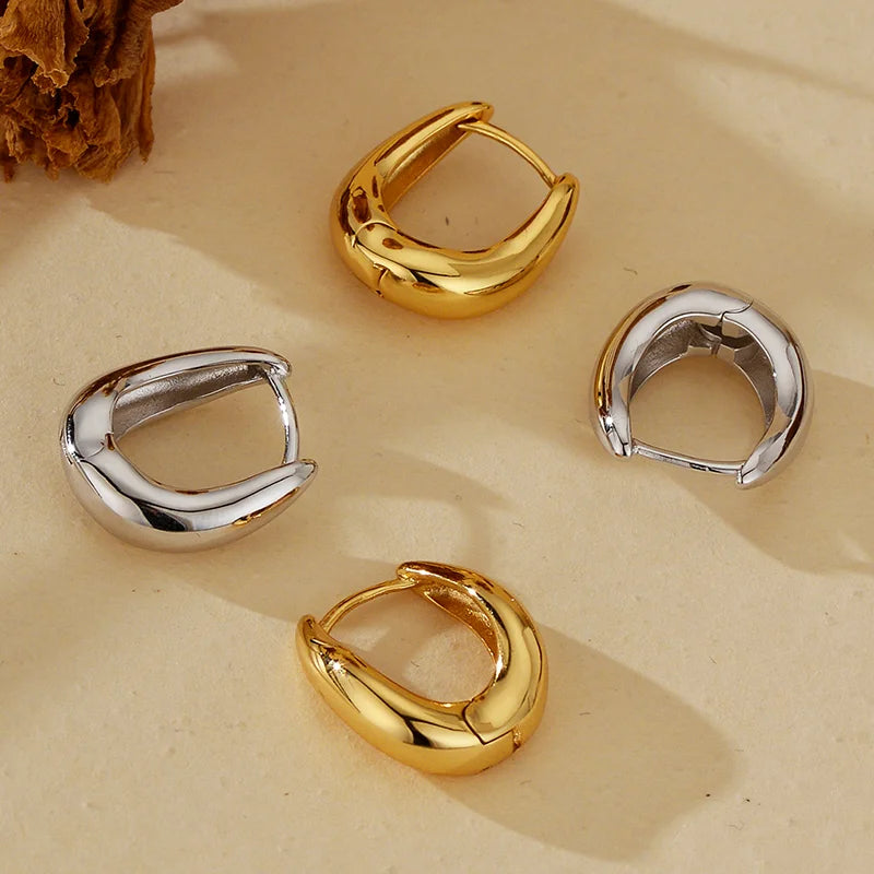 Trendy Wave Dome Huggies Hoop Earrings