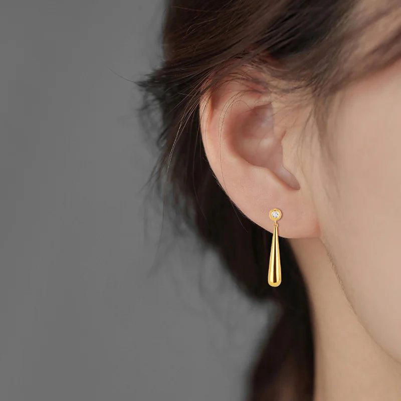 Teardrop Earrings with Bezel-Set Stone