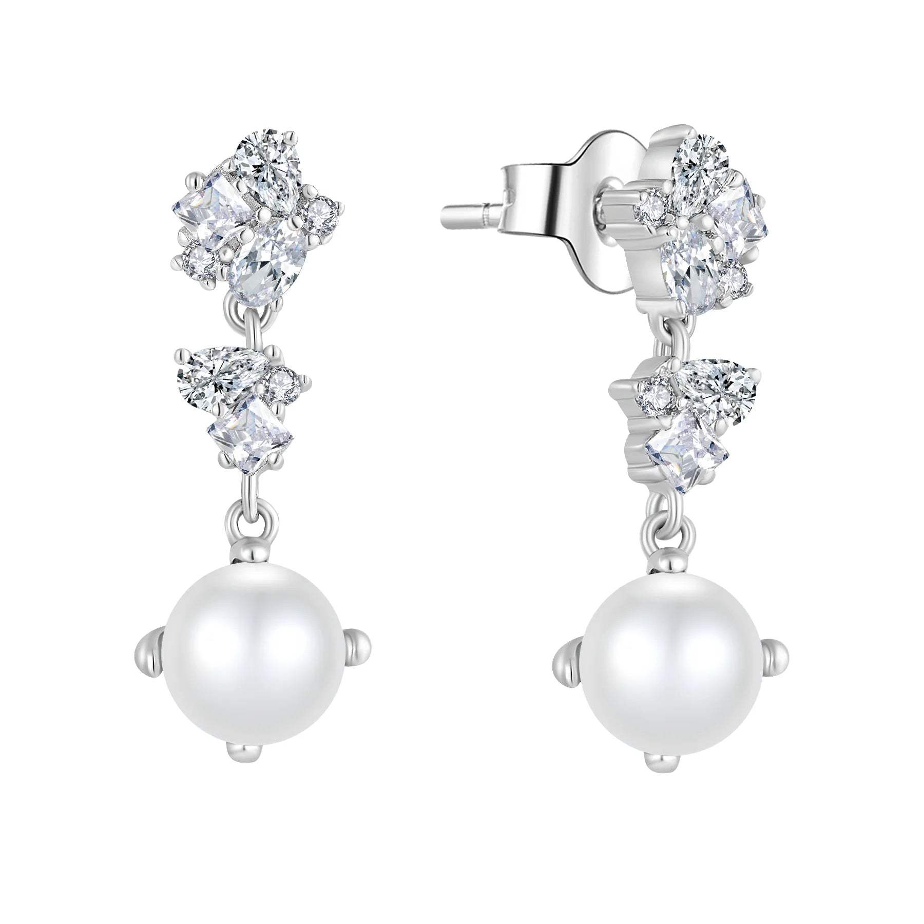 Aurilyn Pearl CZ Cluster Earrings