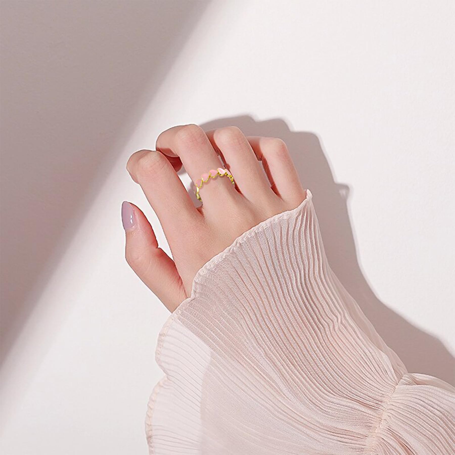 Heart Enamel Ring - 18K Gold Plated