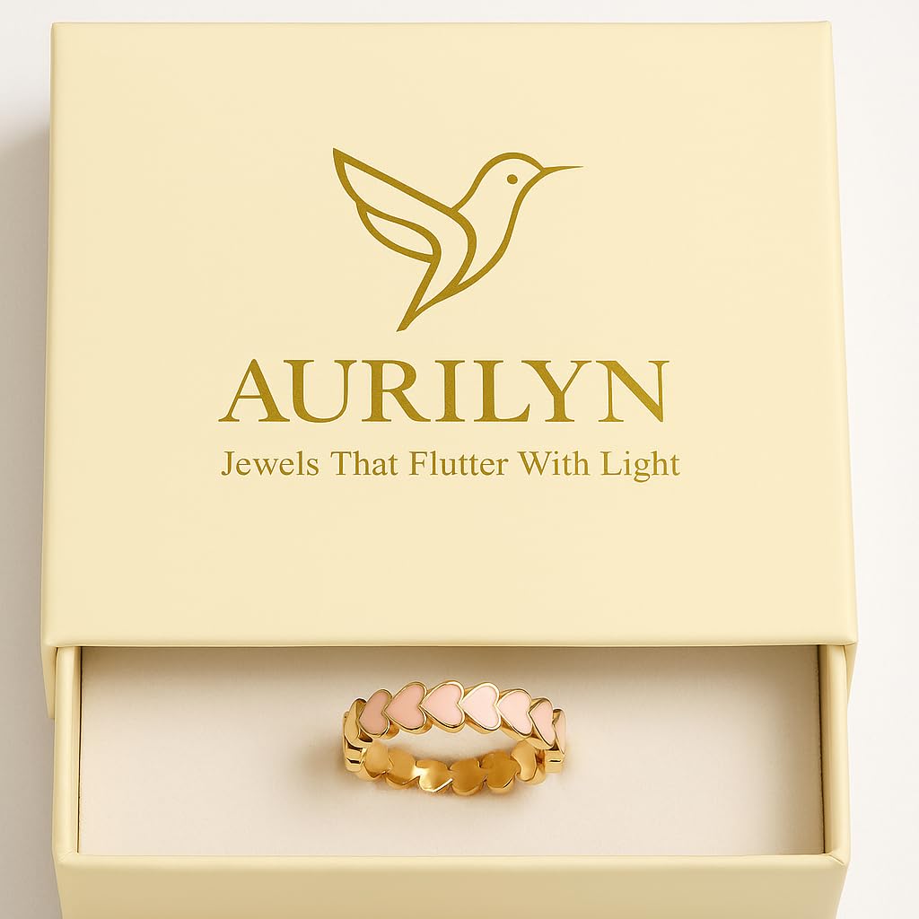 Heart Enamel Ring - 18K Gold Plated