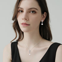 Pearl & CZ Cluster Earrings