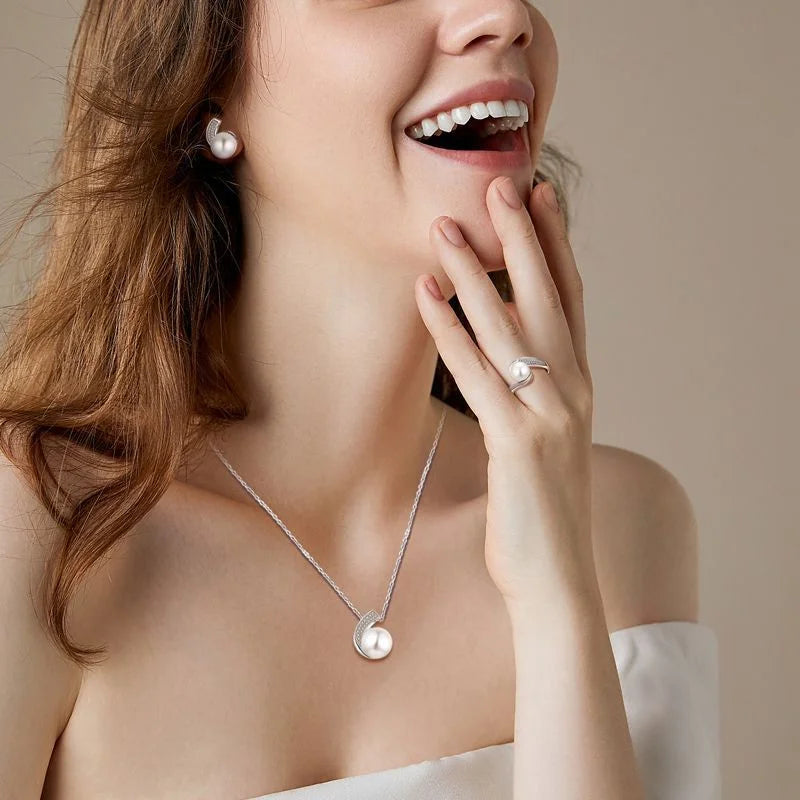 Aurilyn Sculptural Pearl Pave Pendant Necklace