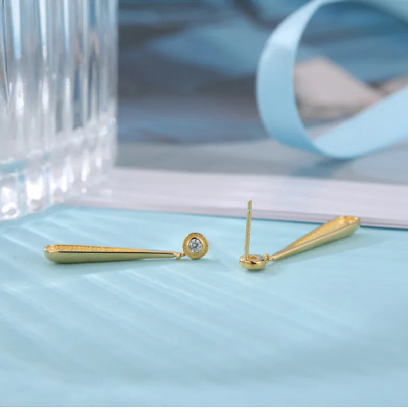 Teardrop Earrings with Bezel-Set Stone