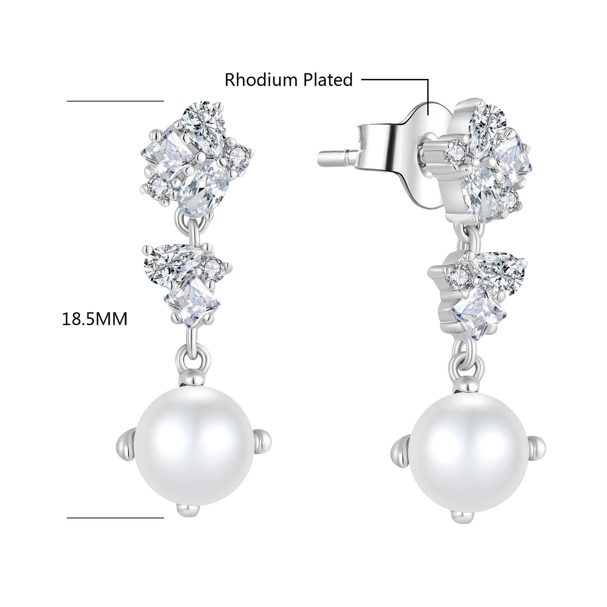 Pearl & CZ Cluster Earrings
