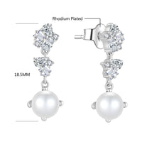 Pearl & CZ Cluster Earrings