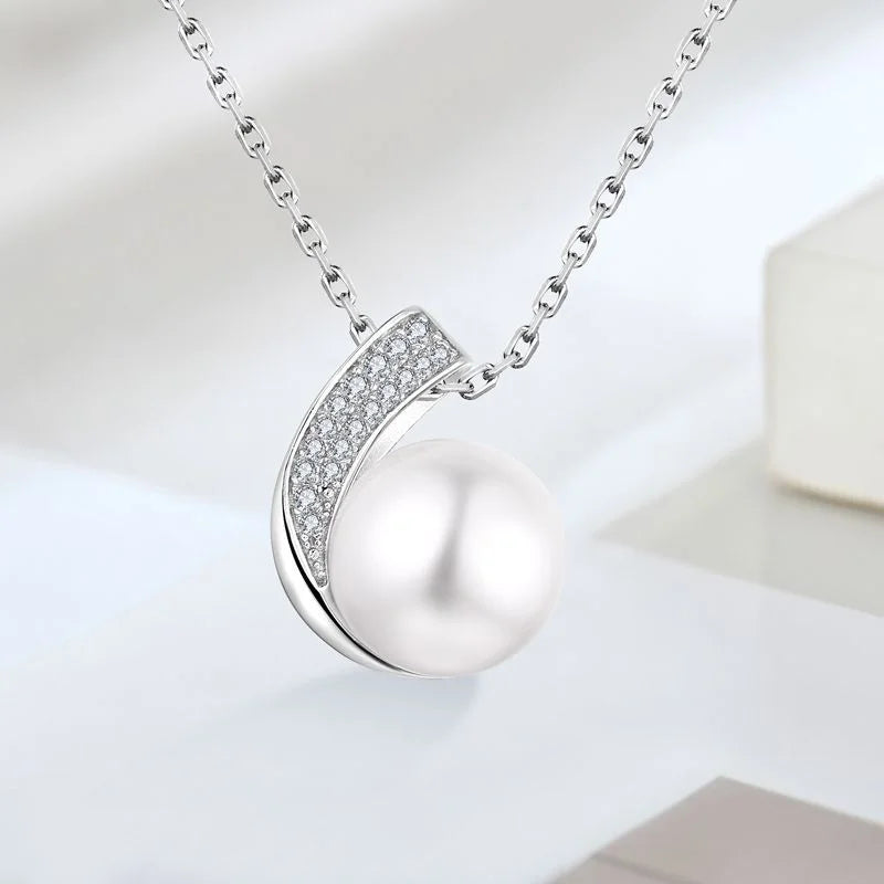 Sculptural Pearl Pavé Pendant