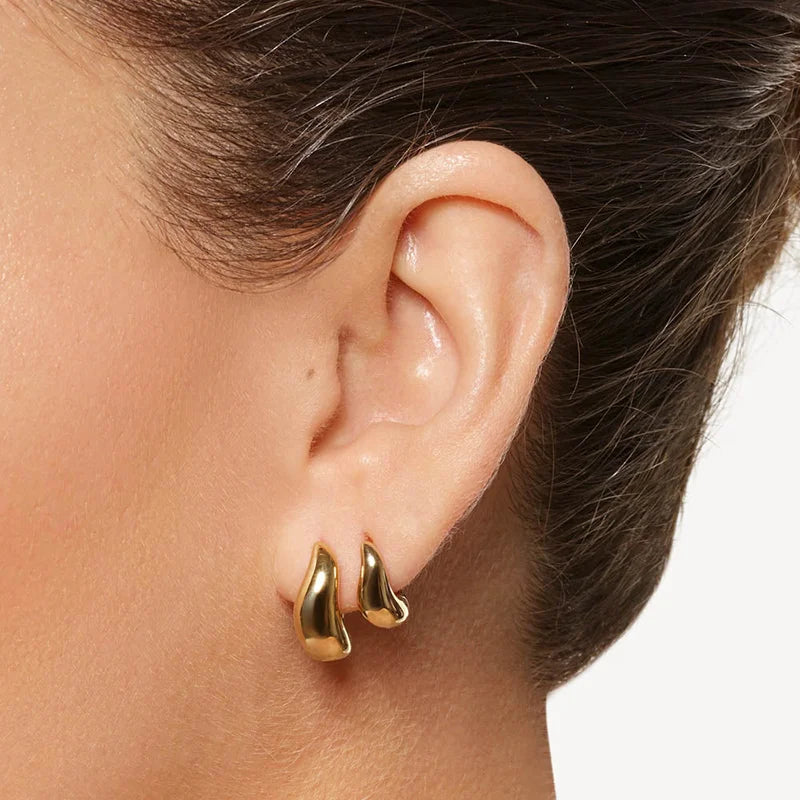 Wave Dome Huggie Hoop Earrings