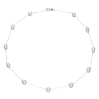 Nautical Pearl Station Necklace, freshwater pearls 925 silver — Aurilyn
