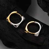 Two-Tone Square Hoop Earrings