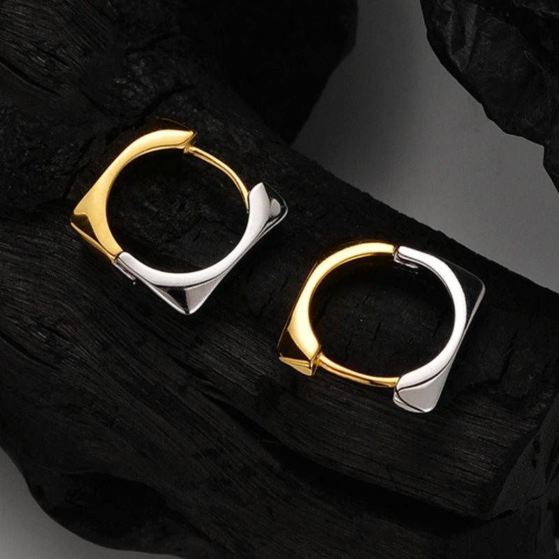 Two-Tone Square Hoop Earrings