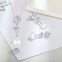 Pearl & CZ Cluster Earrings