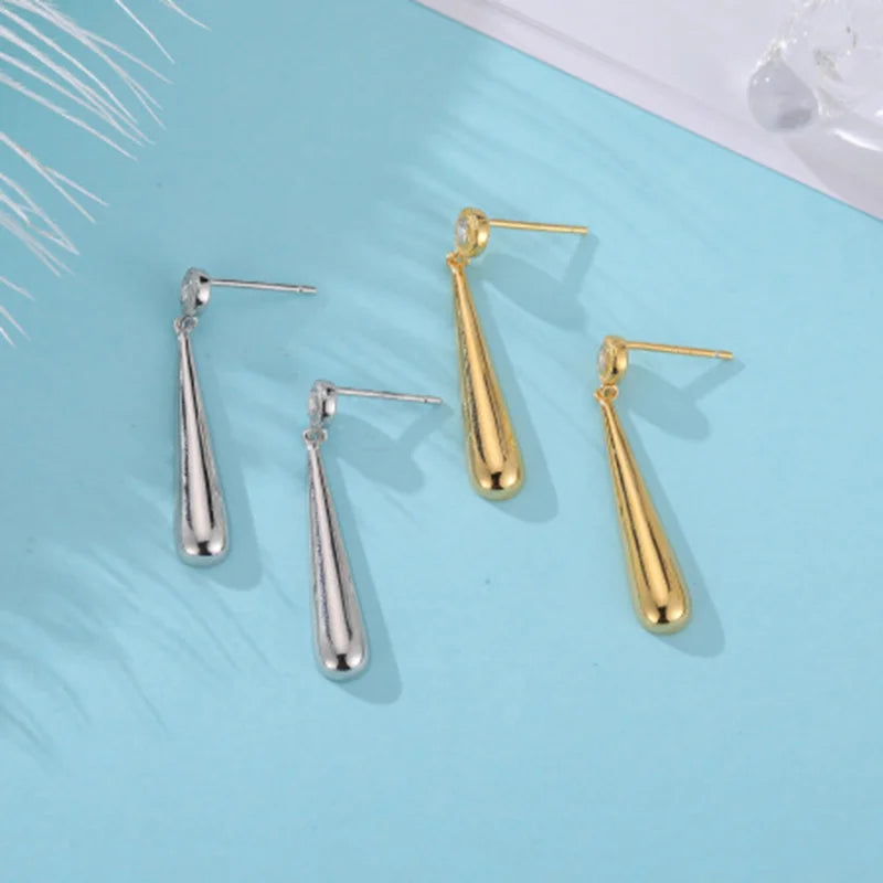 Teardrop Earrings with Bezel-Set Stone