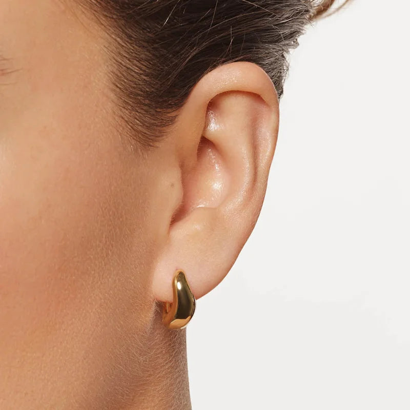 Wave Dome Huggie Hoop Earrings