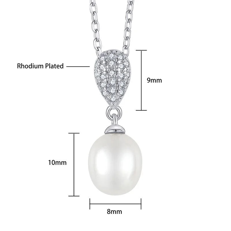 Teardrop Pavé Pearl Pendant