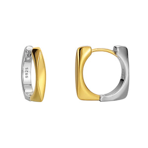 Two-Tone Square Hoop Earrings, silver and gold — Aurilyn