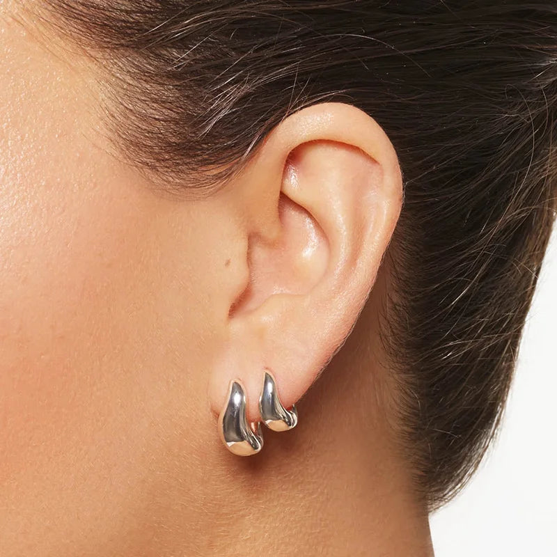Trendy Wave Dome Huggies Hoop Earrings