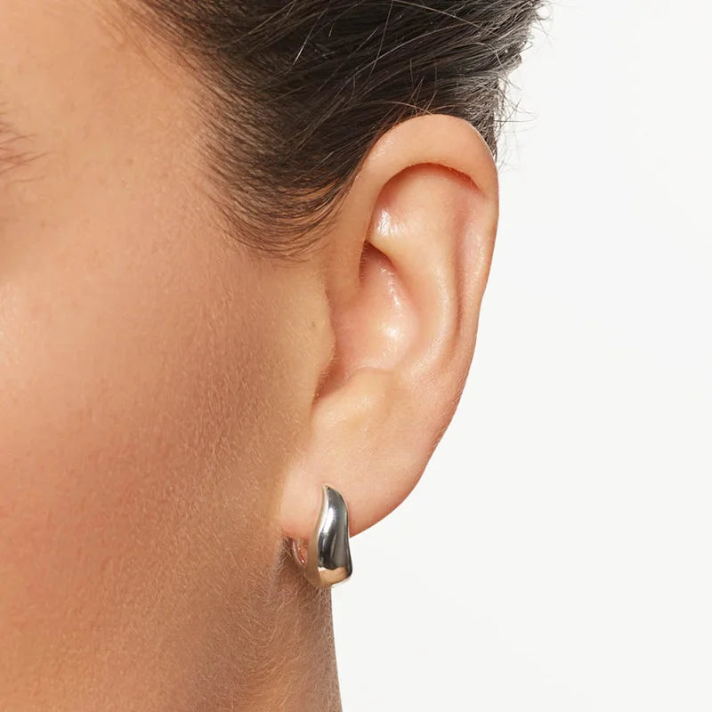 Trendy Wave Dome Huggies Hoop Earrings