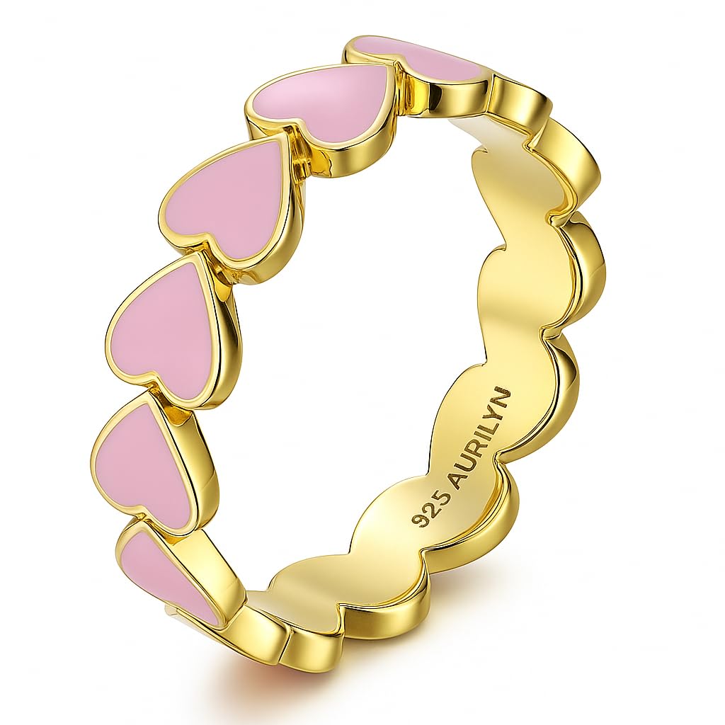Heart Enamel Ring - 18K Gold Plated