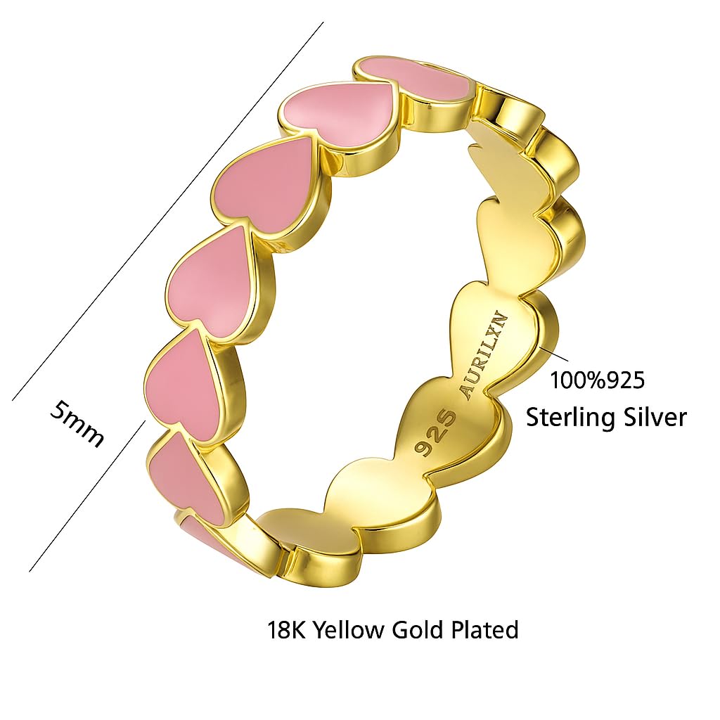 Heart Enamel Ring - 18K Gold Plated