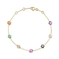 Multi-Colour Flower Bracelet 18K Gold Plated 925 Sterling Silver