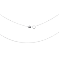 Silver necklace with a small round pendant on a white background