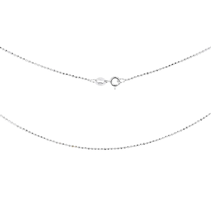 Silver chain necklace on a white background