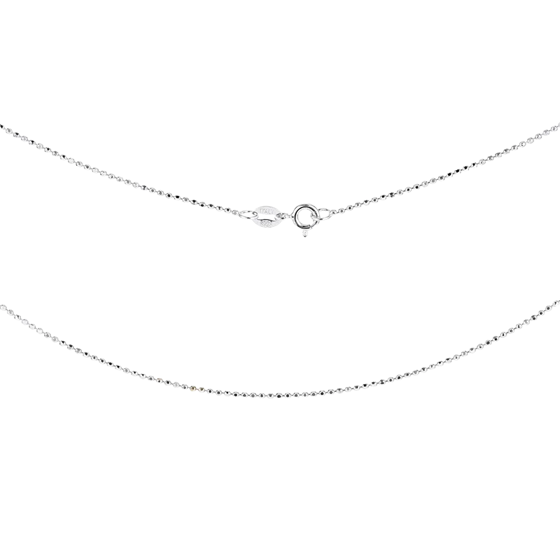 Silver chain necklace on a white background