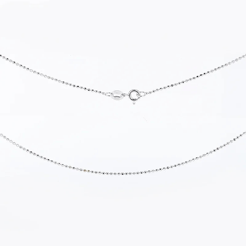 Silver chain necklace on a white background