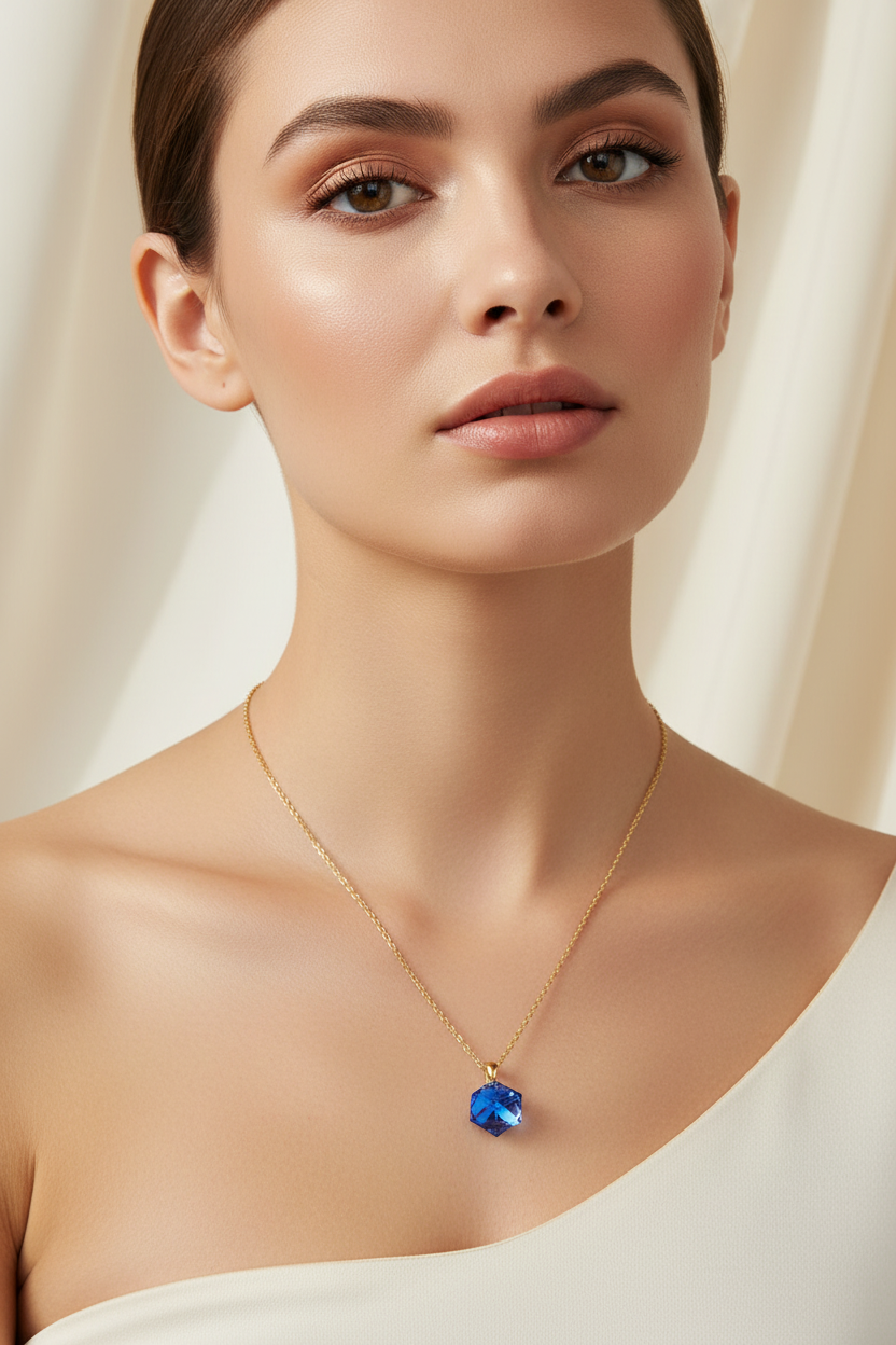 Aurilyn Simple Silver Crystal Charm Necklace