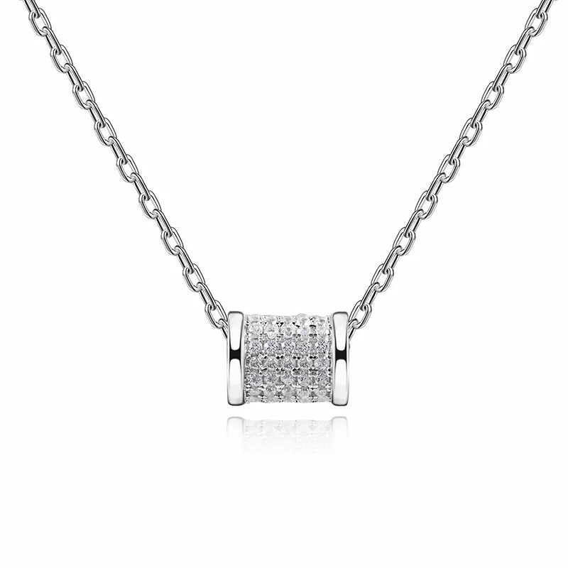 Cylinder Pavé Pendant Necklace