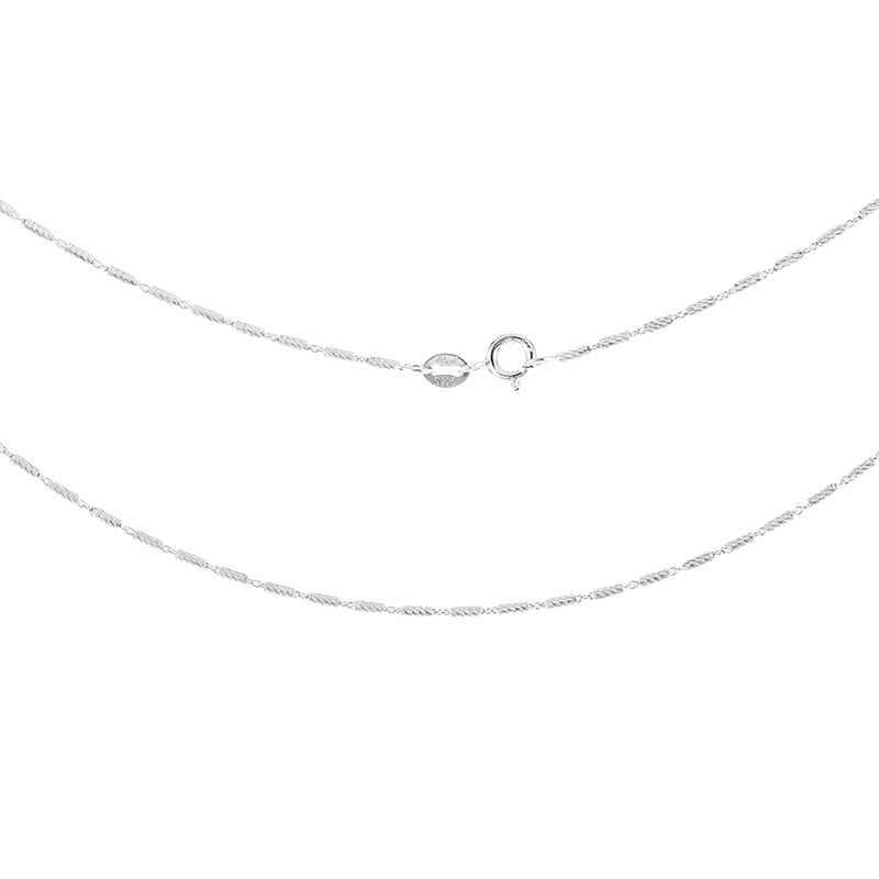 Full Chain View: Aurilyn Engraved Bar Link Chain 18 Inch 45cm in 925 sterling silver, delicate bar link design, hypoallergenic and hand-finished