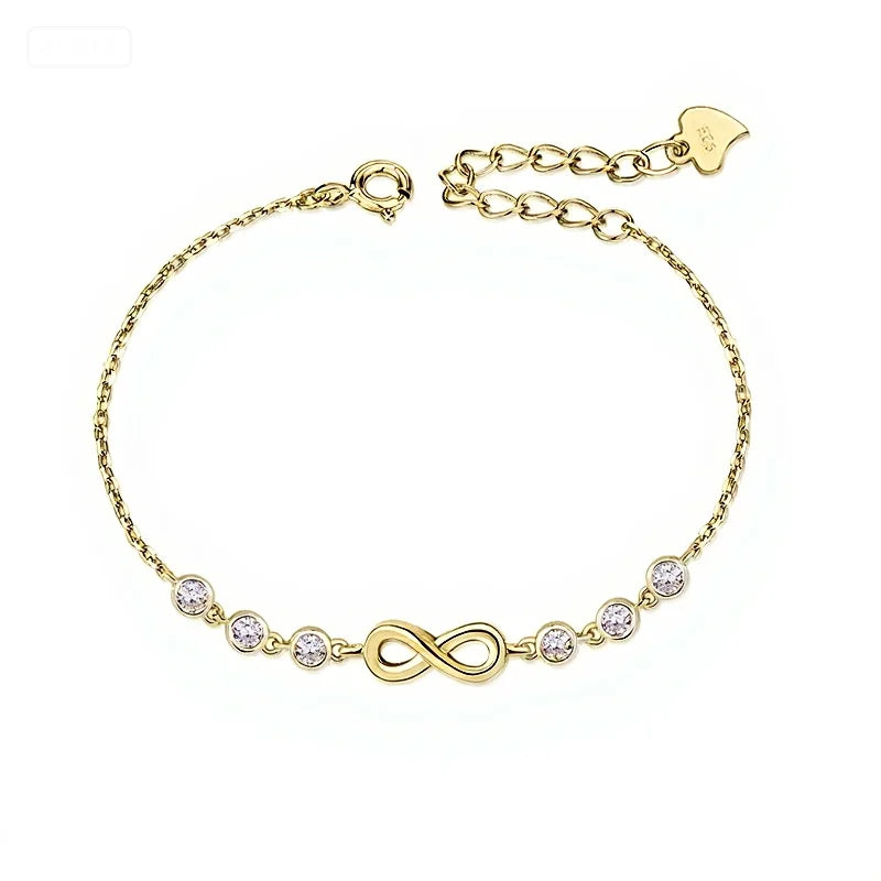 Aurilyn 925 Sterling Silver Mini Infinity Zircon Pendant Bracelet