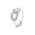 Silver Variant: Aurilyn Interlocked Pave Ring in 925 sterling silver with rhodium plating, zircon pavé interlocked design, hypoallergenic and hand-finished