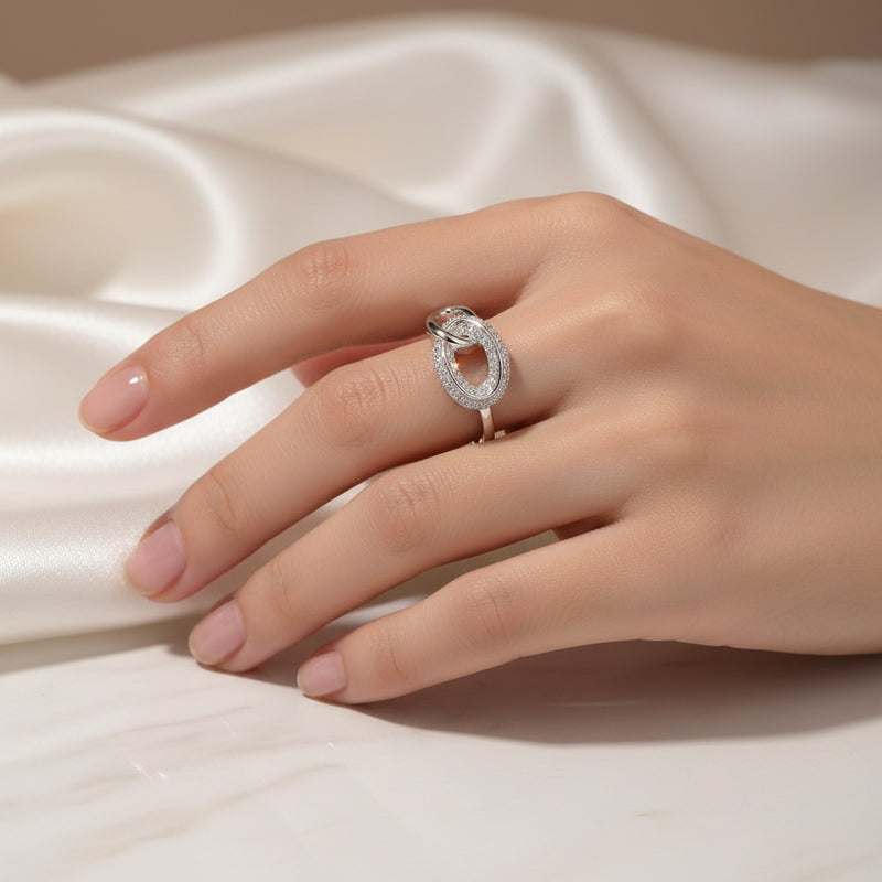 Interlocked Pavé Ring