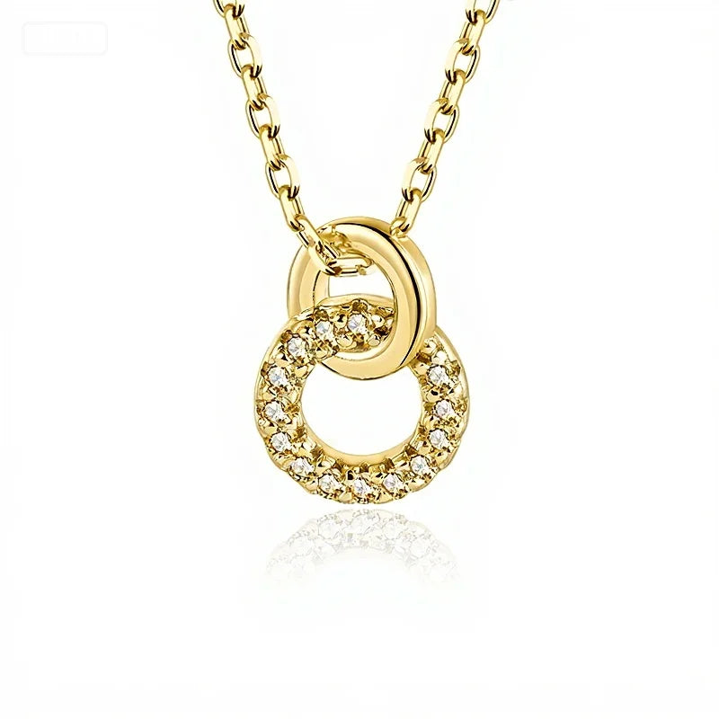 Interlocked Ring Pendant Necklace, gold plated 925 silver — Aurilyn