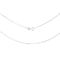 Silver necklace with a small pendant on a white background