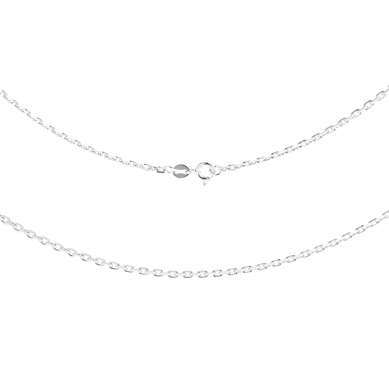 Aurilyn Silver Cable Chain 18 Inch 45cm in 925 sterling silver, close-up of lobster clasp, hypoallergenic and hand-finished